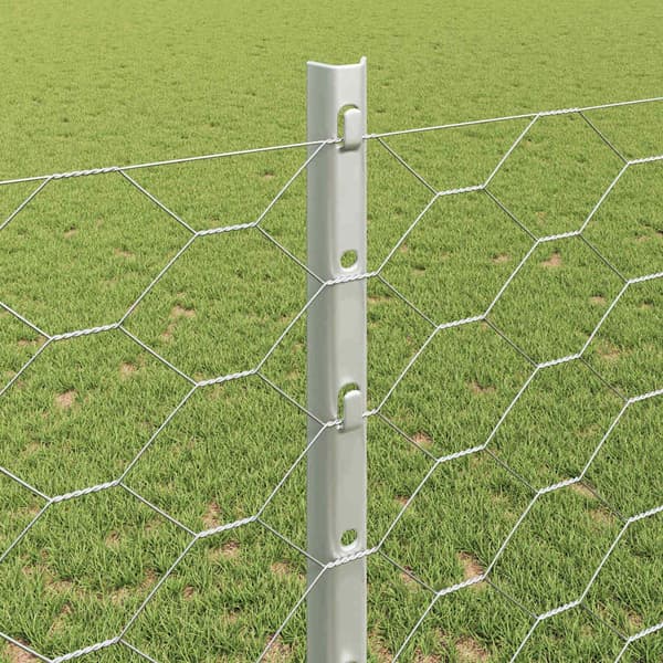 vidaXL Utomhus hexagonal stängsel med stolpe 100 x 1,4 m Silver Mesh Silver