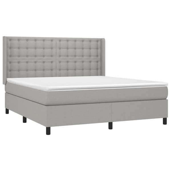 vidaXL Ramsäng med madrass ljusgrå 180x200 cm tyg Grå