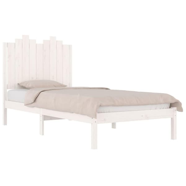 vidaXL Sängram vit massivt trä 75x190 cm Vit