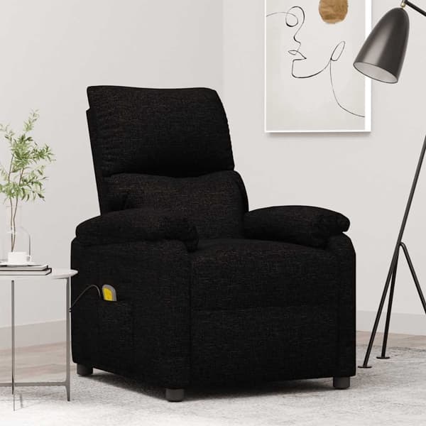 vidaXL Massagefåtölj svart tyg Svart