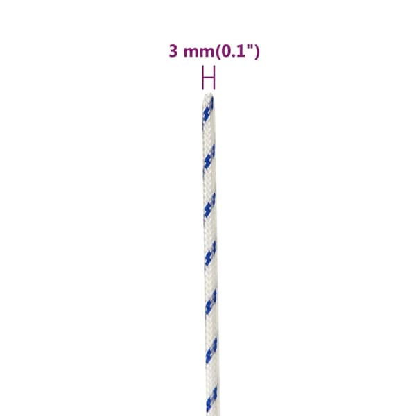 vidaXL Båtlina vit 3 mm 50 m polypropylen