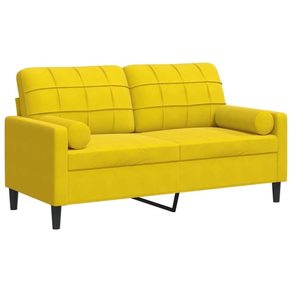 vidaXL 2-sitssoffa med prydnadskuddar gul 140 cm sammet Gul