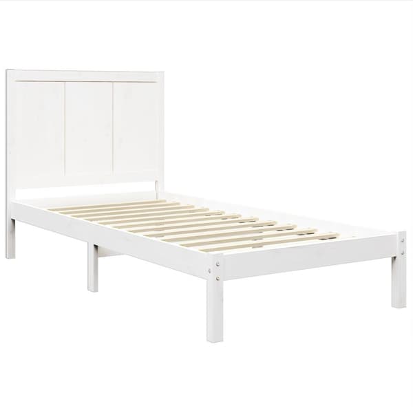 vidaXL Sängram vit massivt trä 75x190 cm Vit