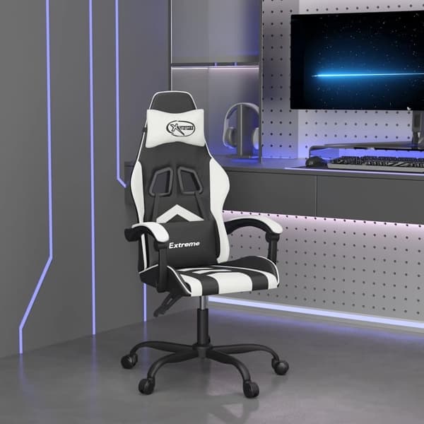 vidaXL Gamingstol svart och vit konstläder Vit