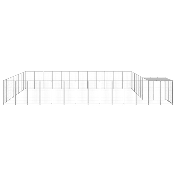 vidaXL Hundgård silver 30,25 m² stål Silver
