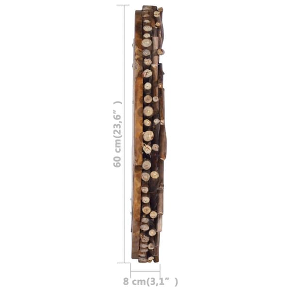 vidaXL Väggspegel rund 39 cm teak Brun