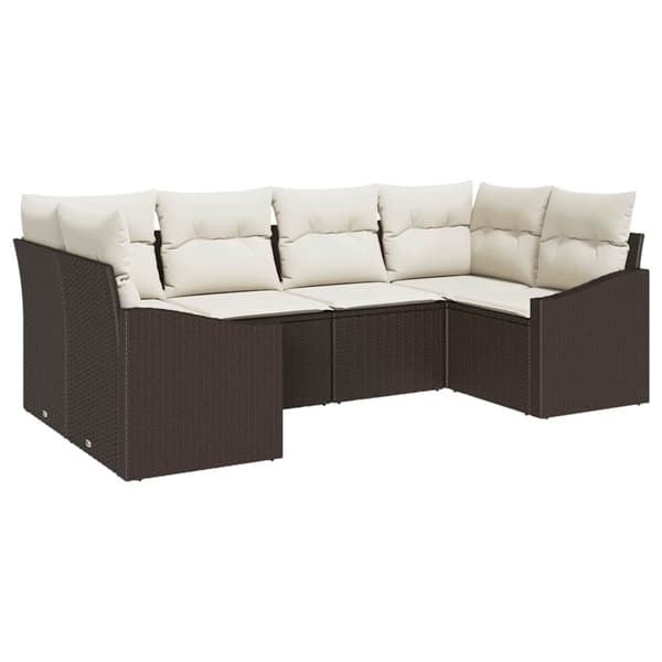 vidaXL Soffset med kudde 6 pcs Brun konstrotting Brun