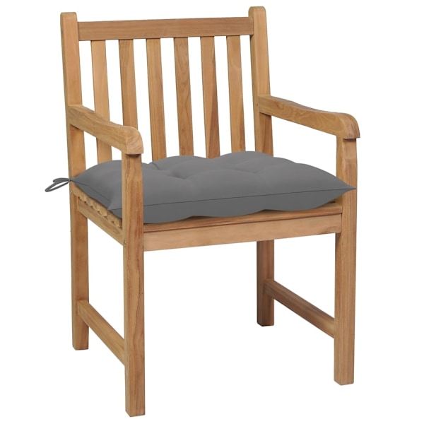 vidaXL Trädgårdsstolar med gråa dynor 4 st massiv teak grå