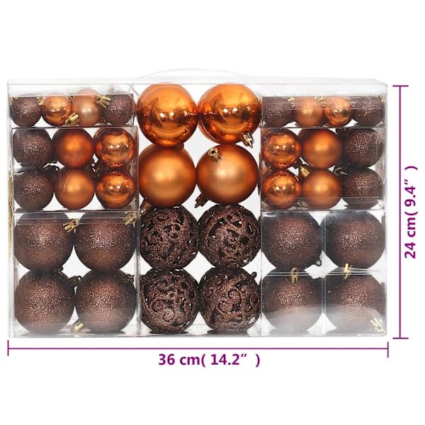 vidaXL Julgranskulor 100 st brun 3/4/6 cm Brun