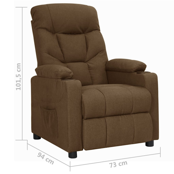vidaXL Reclinerfåtölj brun tyg Brun