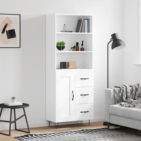 vidaXL Högskåp vit 69,5x34x180 cm konstruerat trä Vit