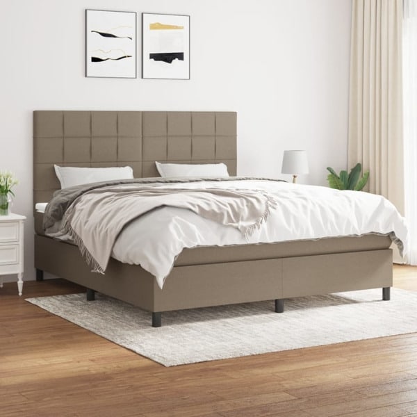 vidaXL Ramsäng med madrass taupe 160x200 cm tyg Taupe