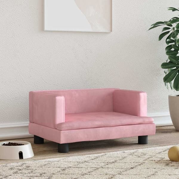 vidaXL Hundbädd rosa 60x40x30 cm sammet Rosa