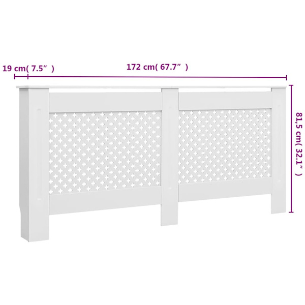 vidaXL Elementskydd 2 st vit 172x19x81,5 cm MDF Vit