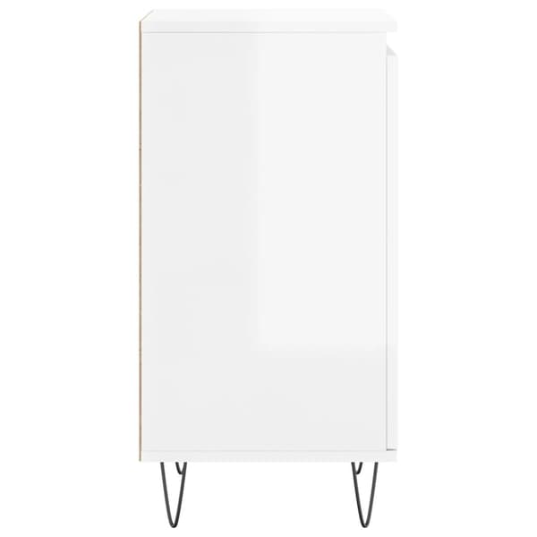 vidaXL Byrå vit högglans 40x35x70 cm konstruerat trä Grå