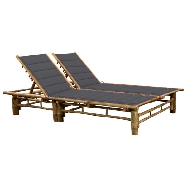 vidaXL Solsäng med dynor 2 personer bambu Antracit