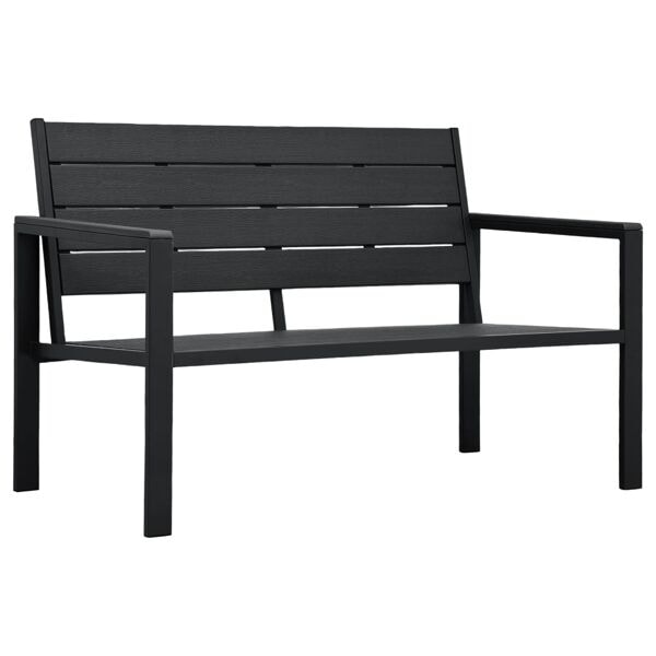 vidaXL Trädgårdsbänk 120 cm HDPE svart träutseende Svart