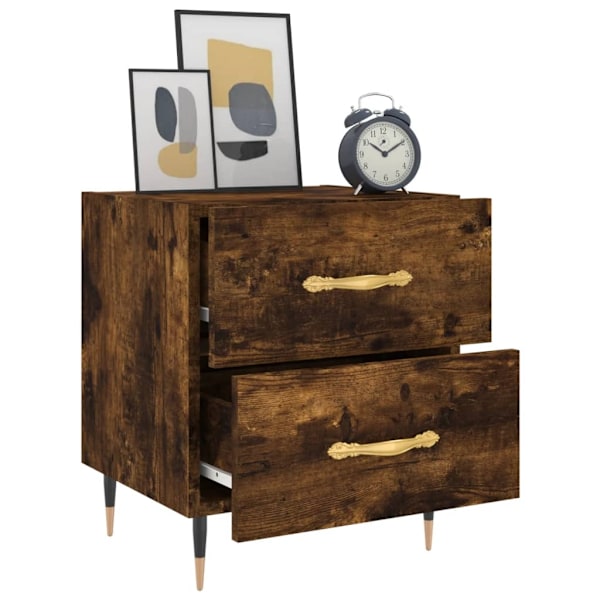 vidaXL Sängbord 2 st rökfärgad ek 40x35x47,5 cm konstruerat trä Brun