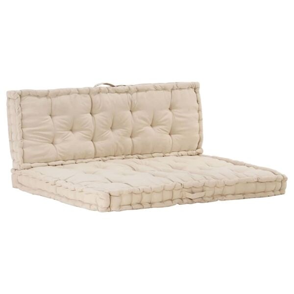 vidaXL Dyna till pallsoffa 2 st bomull beige Beige
