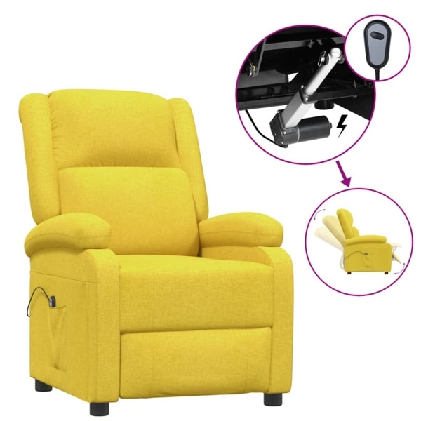 vidaXL Elektrisk Reclinerfåtölj gul tyg Gul