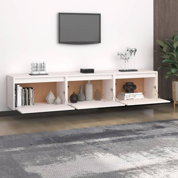 vidaXL Tv-bänk 3 delar vit massiv furu Vit
