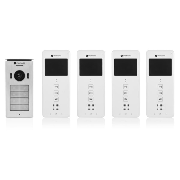Smartwares Porttelefon med video för 4 lägenheter 20,5x8,6x2,1 c Vit