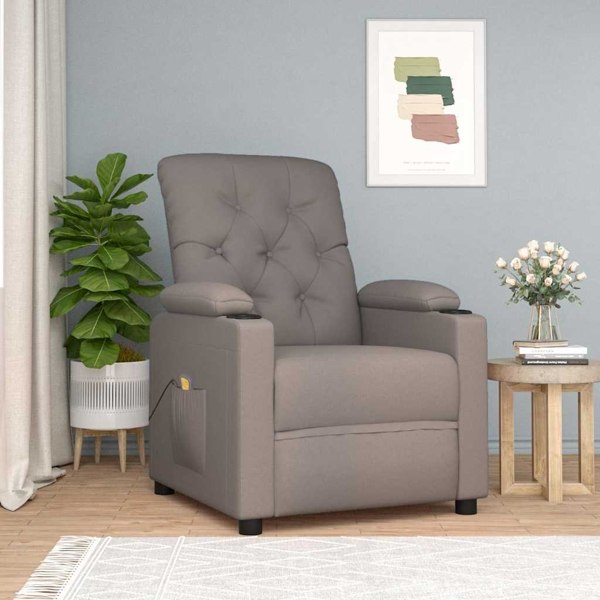 vidaXL Massagefåtölj taupe tyg Taupe