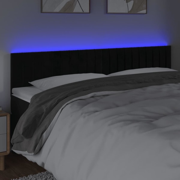 vidaXL Sänggavel LED svart 160x5x78/88 cm sammet Svart