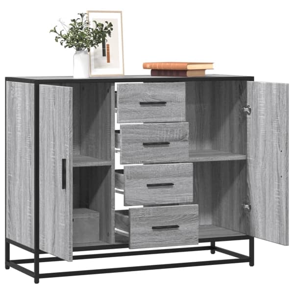 vidaXL Skänk grå sonoma-ek 92x35x76 cm konstruerat trä Grå