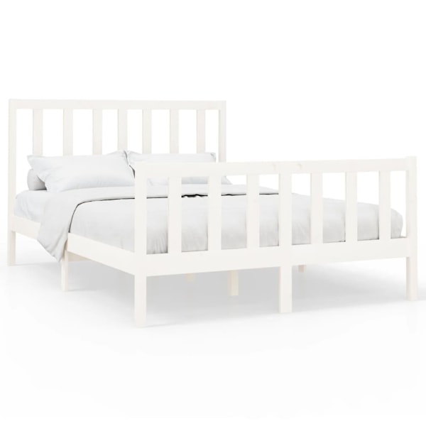 vidaXL Sängram vit massiv furu 120x200 cm enkelsäng Vit