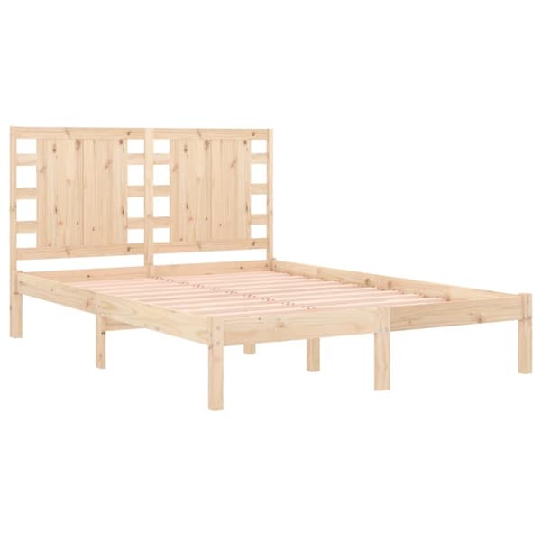 vidaXL Sängram massivt trä 135x190 cm Brun