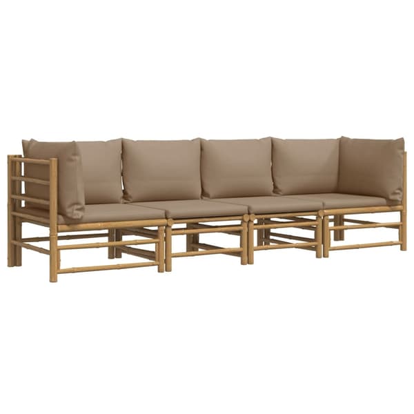 vidaXL Loungegrupp 4 delar taupe dynor bambu Brun