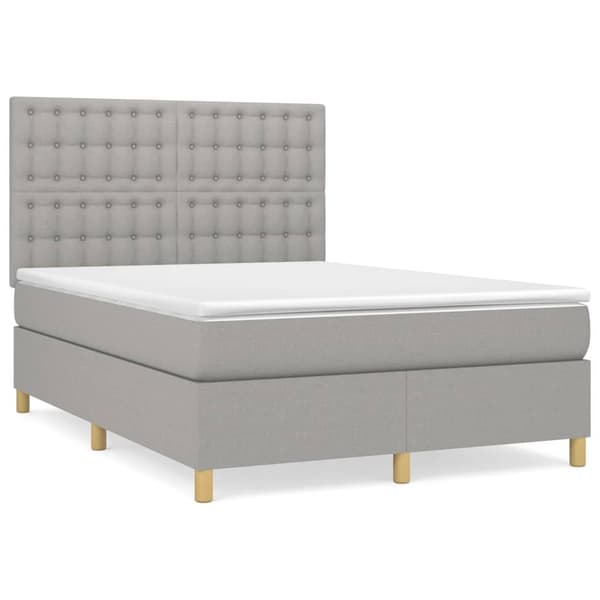 vidaXL Ramsäng med madrass ljusgrå 140x190 cm tyg Grå