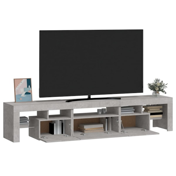 vidaXL Tv-bänk med LED-belysning betonggrå 200x36,5x40 cm Grå