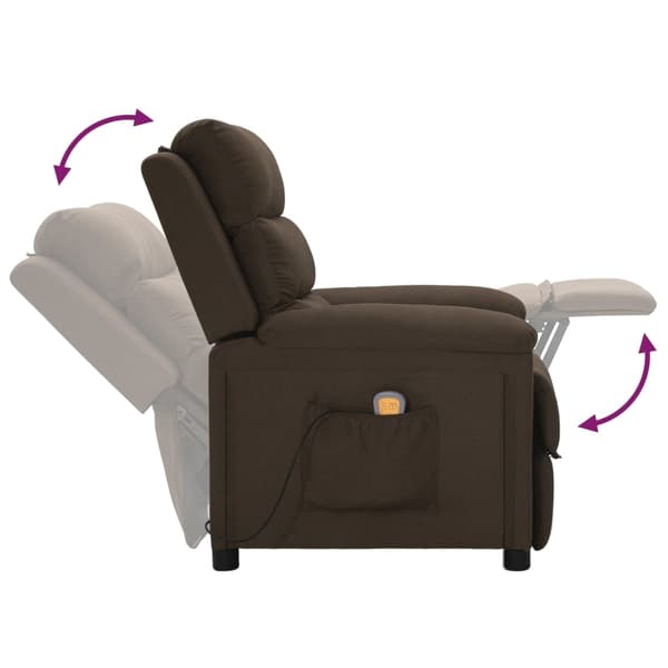 vidaXL Massagefåtölj mörkbrun tyg Brun