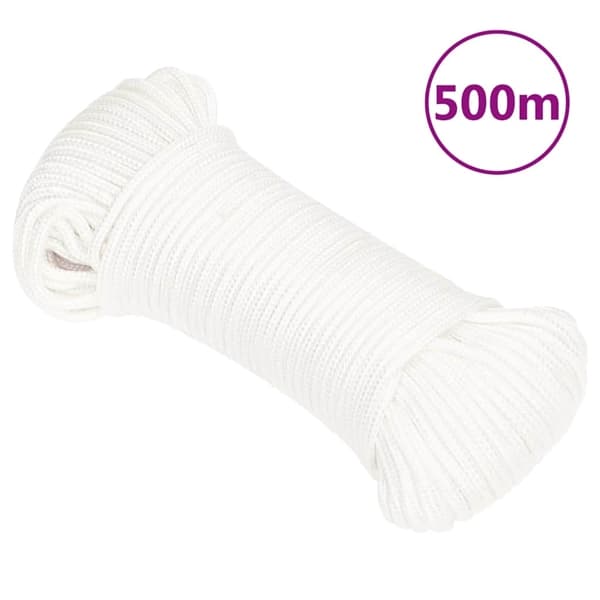 vidaXL Båtlina helvit 4 mm 500 m polypropylen Vit