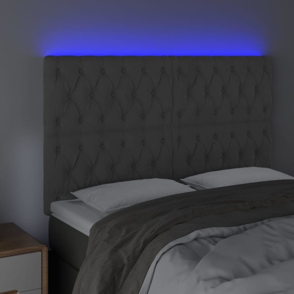 vidaXL Sänggavel LED mörkgrå 144x7x118/128 cm sammet Grå