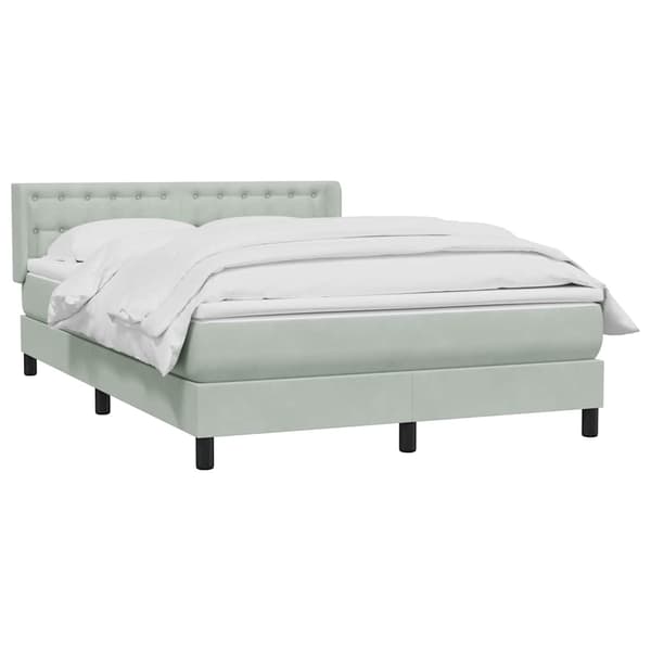 vidaXL Ramsäng med madrass ljusgrå 160x220 cm sammet Grå