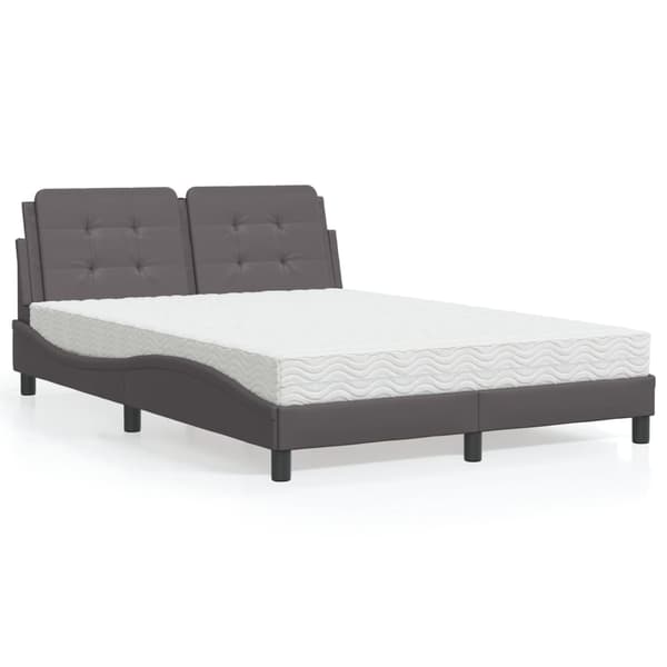 vidaXL Säng med madrass grå 140x200 cm konstläder Grå