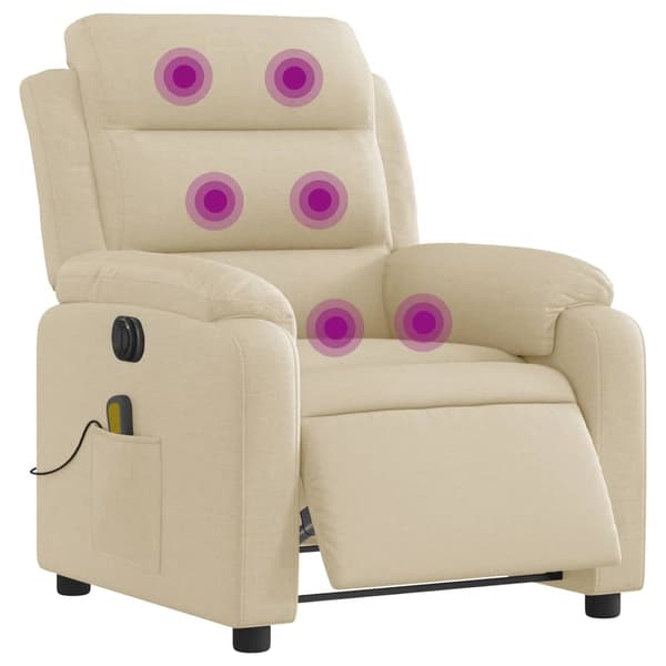 vidaXL Elektrisk massagefåtölj gräddvit tyg Kräm