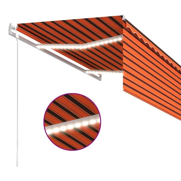 vidaXL Automatisk markis vindsensor rullgardin LED 3,5x2,5m Orange