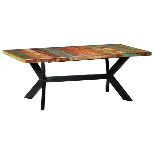 vidaXL Matbord 200x100x75 cm massivt återvunnet trä multifärg