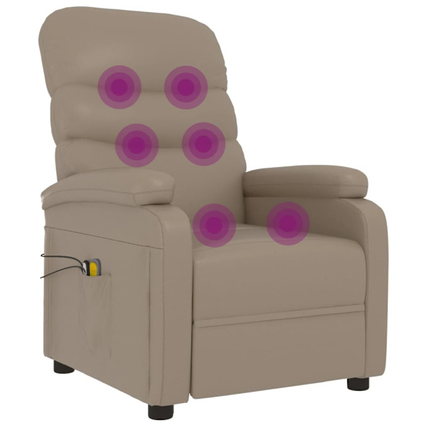 vidaXL Elektrisk massagefåtölj cappuccino konstläder Brun