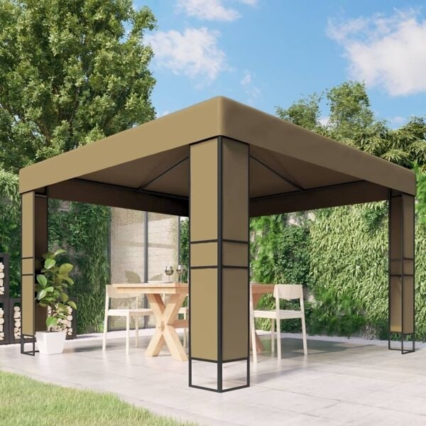 vidaXL Paviljong dubbla tak 3x3x2,7 m taupe 180 g/m² Taupe