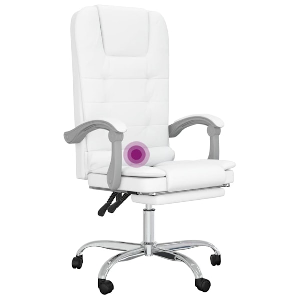 vidaXL Kontorsstol med massage vit konstläder Vit