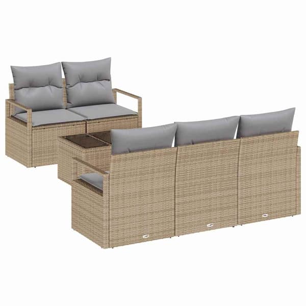 vidaXL Soffset med kudde 6 pcs Beige och Grå konstrotting Beige