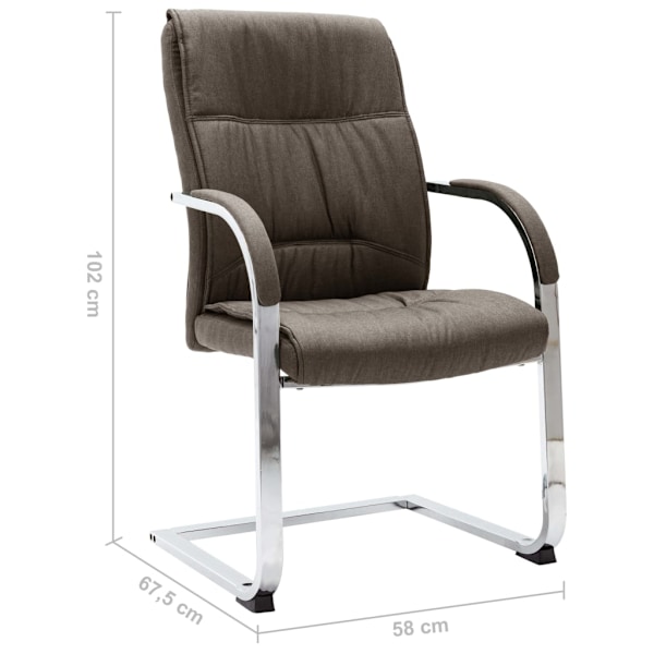 vidaXL Fribärande kontorsstol taupe tyg Taupe