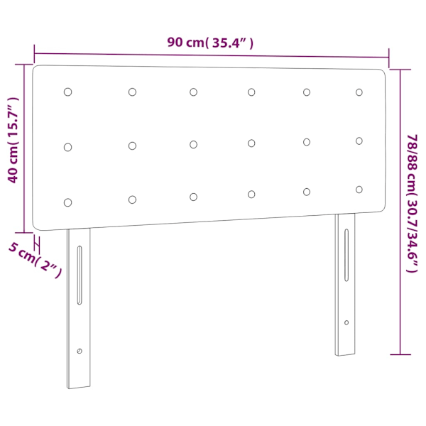 vidaXL Sänggavel LED mörkgrå 90x5x78/88 cm tyg Grå