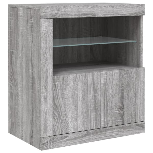 vidaXL Skänk med LED-belysning grå sonoma 202x37x67 cm Grå