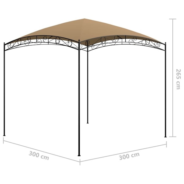 vidaXL Paviljong 3x3x2,65 m taupe 180 g/m² Taupe